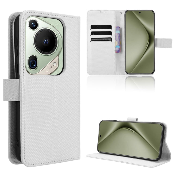 For Huawei Pura 70 Pro / 70 Pro+ Diamond Texture Leather Phone Case(White) - Huawei Cases by buy2fix | Online Shopping UK | buy2fix