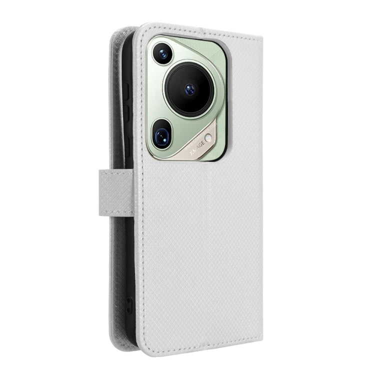 For Huawei Pura 70 Pro / 70 Pro+ Diamond Texture Leather Phone Case(White) - Huawei Cases by buy2fix | Online Shopping UK | buy2fix
