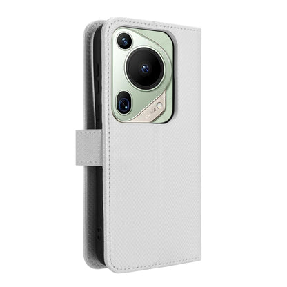For Huawei Pura 70 Pro / 70 Pro+ Diamond Texture Leather Phone Case(White) - Huawei Cases by buy2fix | Online Shopping UK | buy2fix