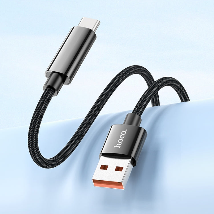 hoco U125 Benefit 1.2m 5A USB to Type-C Fast Charging Data Cable with Display(Black) - USB-C & Type-C Cable by hoco | Online Shopping UK | buy2fix