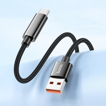 hoco U125 Benefit 1.2m 5A USB to Type-C Fast Charging Data Cable with Display(Black) - USB-C & Type-C Cable by hoco | Online Shopping UK | buy2fix