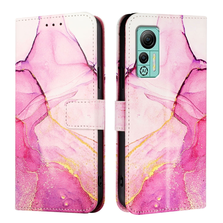 For Ulefone Note 14 PT003 Marble Pattern Flip Leather Phone Case(Pink Purple Gold) by buy2fix