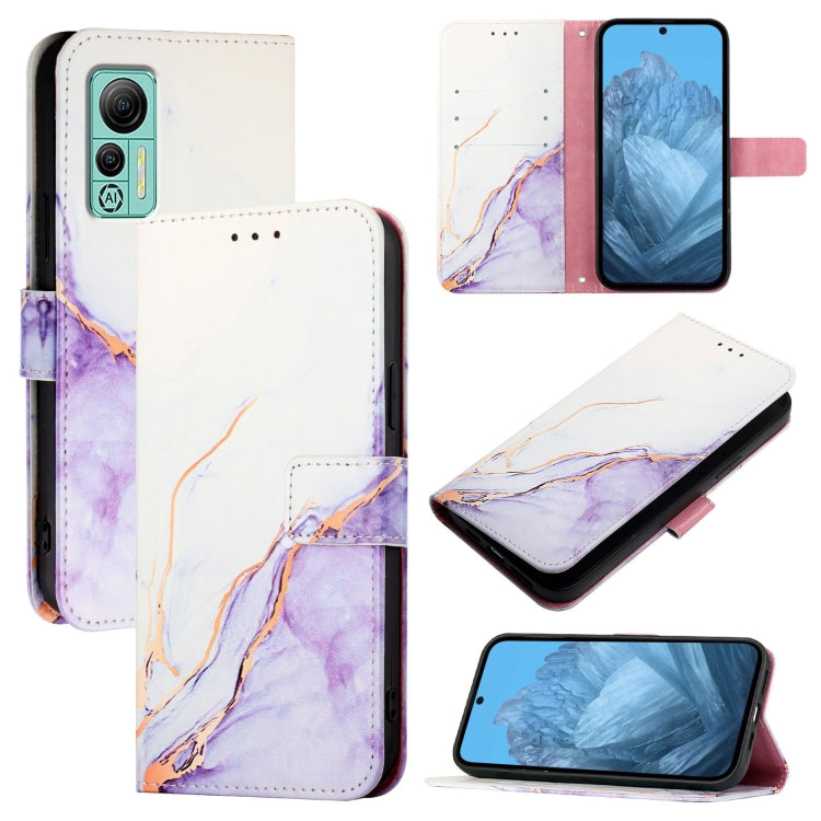 For Ulefone Note 14 PT003 Marble Pattern Flip Leather Phone Case(White Purple) by buy2fix