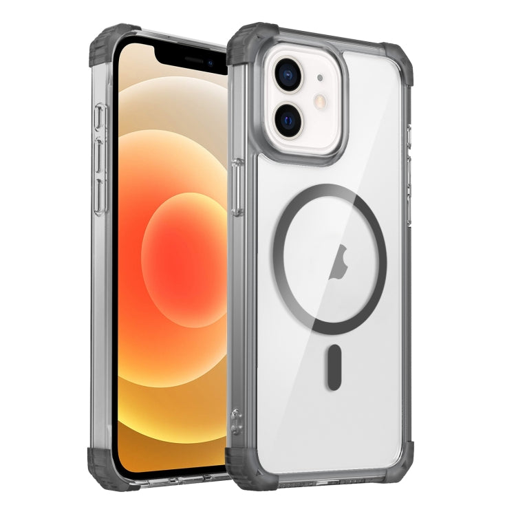 For iPhone 12 Transparent MagSafe Magnetic Phone Case(Black) by buy2fix