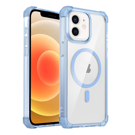 For iPhone 12 Transparent MagSafe Magnetic Phone Case(Blue) by buy2fix
