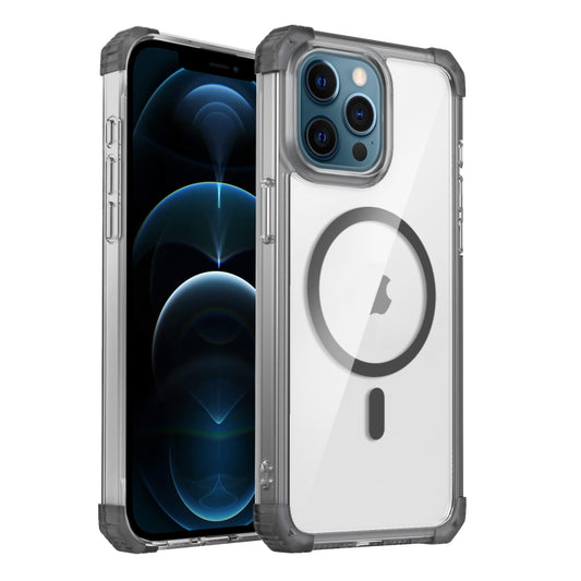 For iPhone 12 Pro Max Transparent MagSafe Magnetic Phone Case(Black) by buy2fix