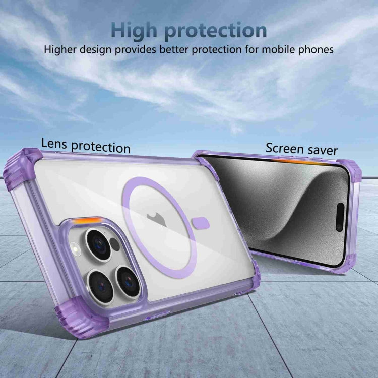 For iPhone 13 Pro Transparent MagSafe Magnetic Phone Case(Purple) by buy2fix