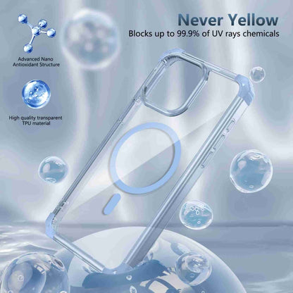 For iPhone 14 Transparent MagSafe Magnetic Phone Case(Blue) by buy2fix