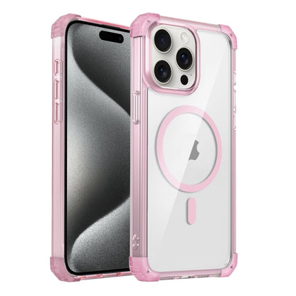 For iPhone 15 Pro Max Transparent MagSafe Magnetic Phone Case(Pink) by buy2fix