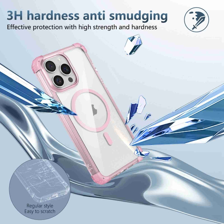 For iPhone 15 Pro Max Transparent MagSafe Magnetic Phone Case(Pink) by buy2fix