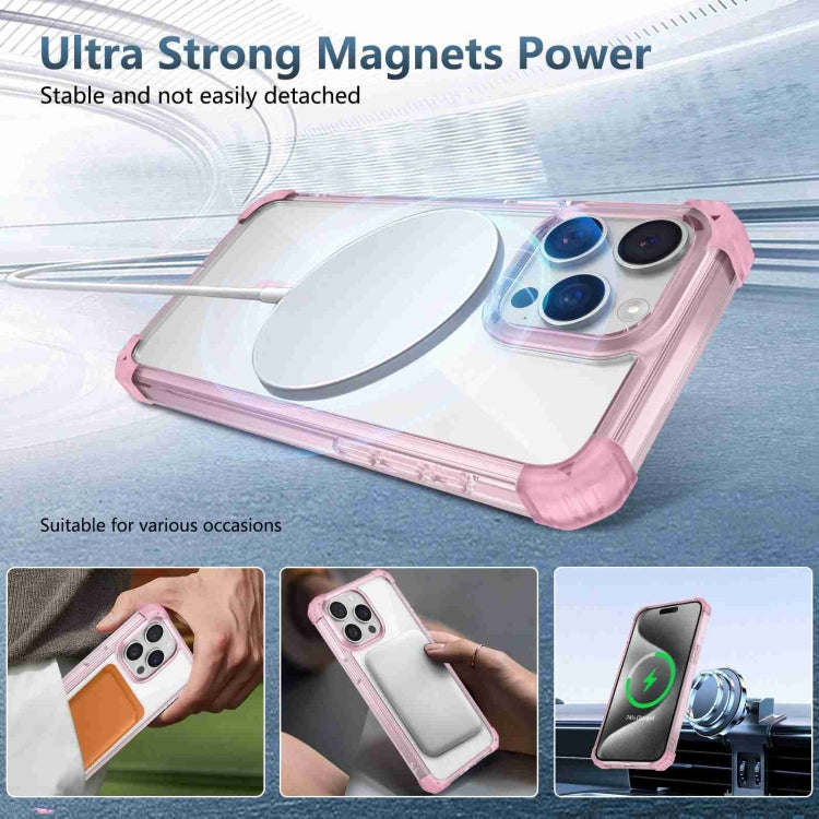 For iPhone 15 Pro Max Transparent MagSafe Magnetic Phone Case(Pink) by buy2fix