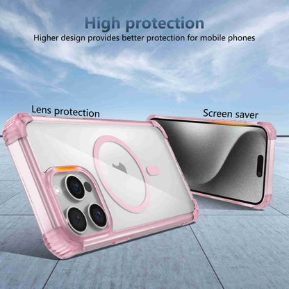 For iPhone 15 Pro Max Transparent MagSafe Magnetic Phone Case(Pink) by buy2fix