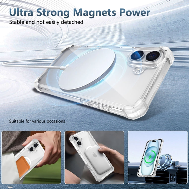 For iPhone 16 Transparent MagSafe Magnetic Phone Case(Transparent) by buy2fix