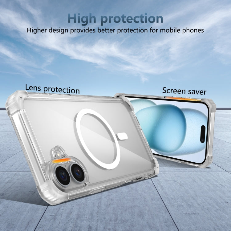For iPhone 16 Transparent MagSafe Magnetic Phone Case(Transparent) by buy2fix