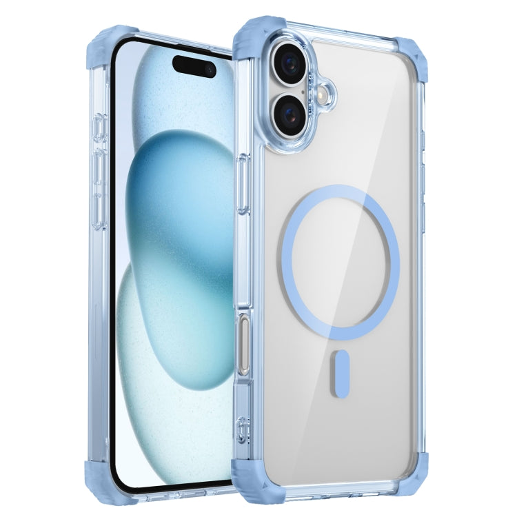 For iPhone 16 Plus Transparent MagSafe Magnetic Phone Case(Blue) by buy2fix