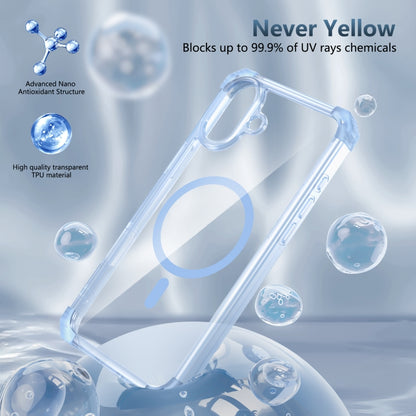 For iPhone 16 Plus Transparent MagSafe Magnetic Phone Case(Blue) by buy2fix