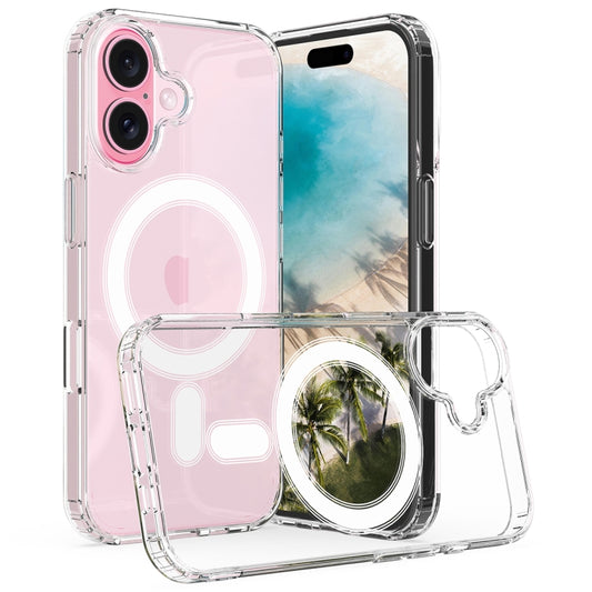 For iPhone 16 MagSafe Clear Acrylic PC Hybrid TPU Phone Case(Transparent) by buy2fix