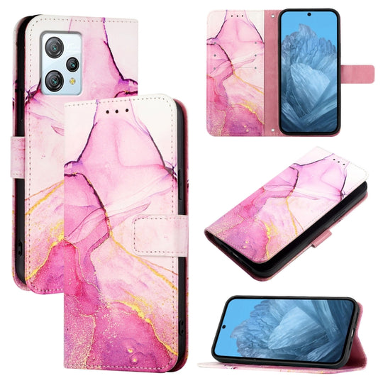 For Blackview A53 PT003 Marble Pattern Flip Leather Phone Case(Pink Purple Gold)