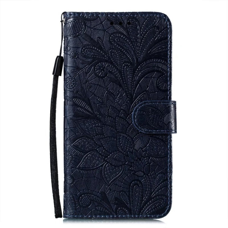 For Motorola Moto G Play 2024 Lace Flower Embossing Flip Leather Phone Case(Dark Blue) by buy2fix