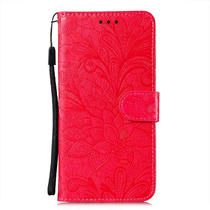 For Motorola Moto G Play 2024 Lace Flower Embossing Flip Leather Phone Case(Red) by buy2fix