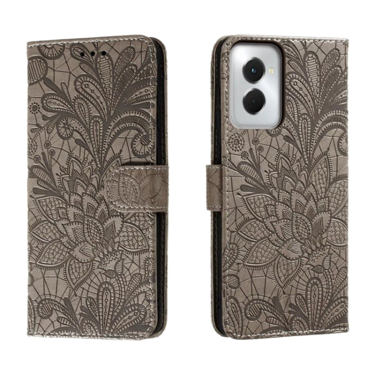 For Motorola Moto G Power 5G 2024 Lace Flower Embossing Flip Leather Phone Case(Grey) by buy2fix