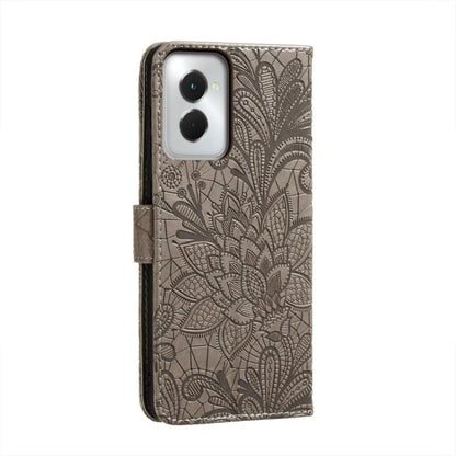 For Motorola Moto G Power 5G 2024 Lace Flower Embossing Flip Leather Phone Case(Grey) by buy2fix