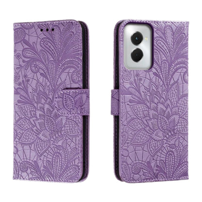 For Motorola Moto G Power 5G 2024 Lace Flower Embossing Flip Leather Phone Case(Purple) by buy2fix
