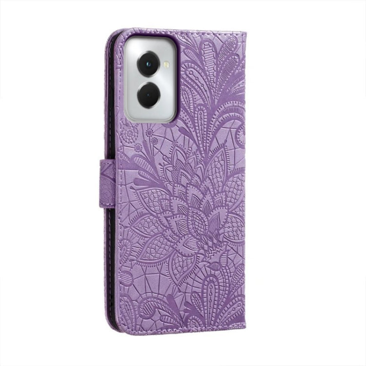 For Motorola Moto G Power 5G 2024 Lace Flower Embossing Flip Leather Phone Case(Purple) by buy2fix