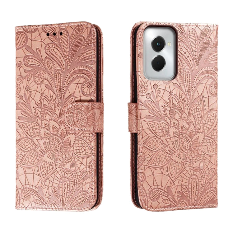 For Motorola Moto G Power 5G 2024 Lace Flower Embossing Flip Leather Phone Case(Rose Gold) by buy2fix