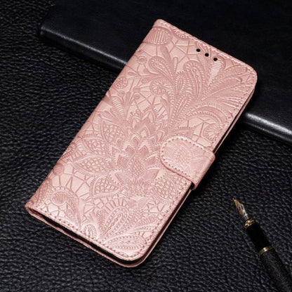 For Motorola Moto G Power 5G 2024 Lace Flower Embossing Flip Leather Phone Case(Rose Gold) by buy2fix