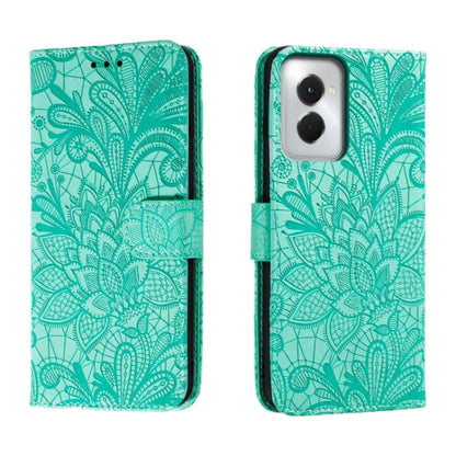 For Motorola Moto G Power 5G 2024 Lace Flower Embossing Flip Leather Phone Case(Green) by buy2fix