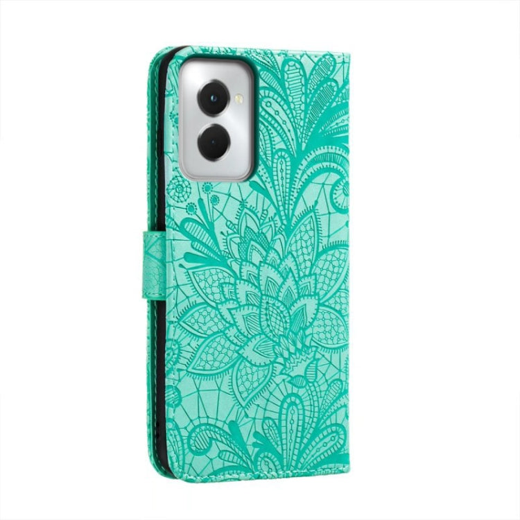 For Motorola Moto G Power 5G 2024 Lace Flower Embossing Flip Leather Phone Case(Green) by buy2fix