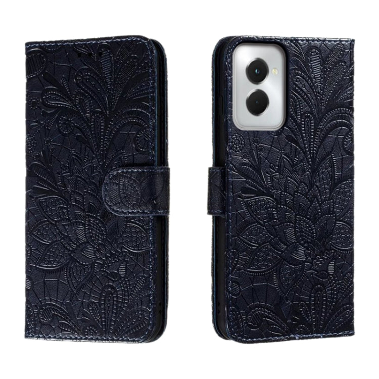 For Motorola Moto G Power 5G 2024 Lace Flower Embossing Flip Leather Phone Case(Dark Blue) by buy2fix