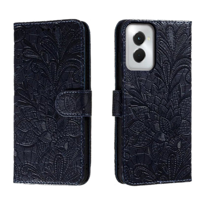 For Motorola Moto G Power 5G 2024 Lace Flower Embossing Flip Leather Phone Case(Dark Blue) by buy2fix