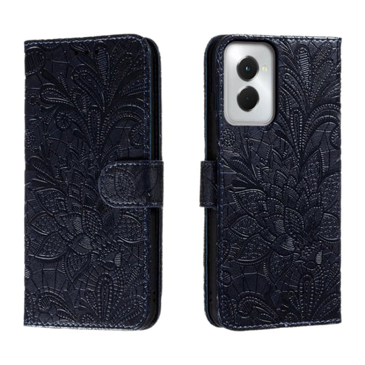 For Motorola Moto G Power 5G 2024 Lace Flower Embossing Flip Leather Phone Case(Dark Blue) by buy2fix