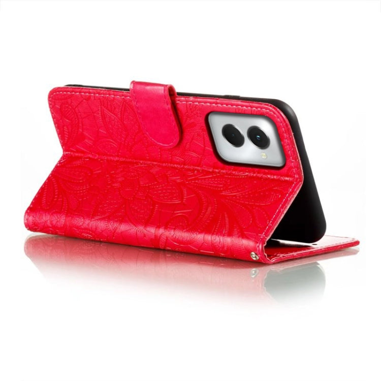 For Motorola Moto G Power 5G 2024 Lace Flower Embossing Flip Leather Phone Case(Red) by buy2fix