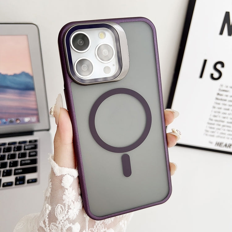 For iPhone 15 Pro Max J3 Magsafe Frame Bracket Shockproof Phone Case(Dark Purple) - iPhone 15 Pro Max Cases by buy2fix | Online Shopping UK | buy2fix