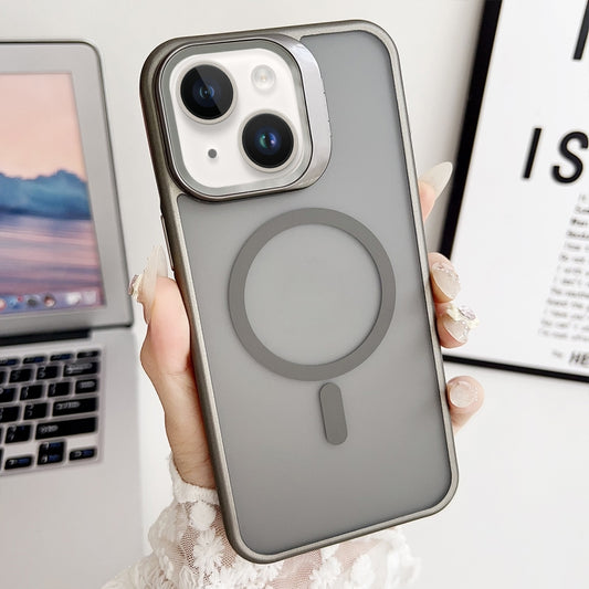 For iPhone 15 J3 Magsafe Frame Bracket Shockproof Phone Case(Grey) - iPhone 15 Cases by buy2fix | Online Shopping UK | buy2fix