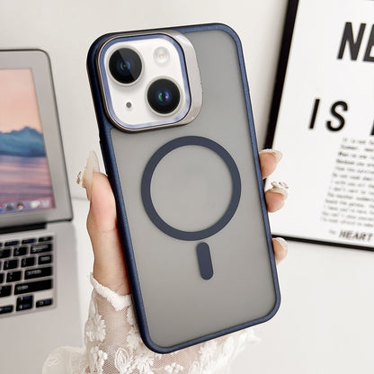 For iPhone 14 J3 Magsafe Frame Bracket Shockproof Phone Case(Royal Blue) by buy2fix