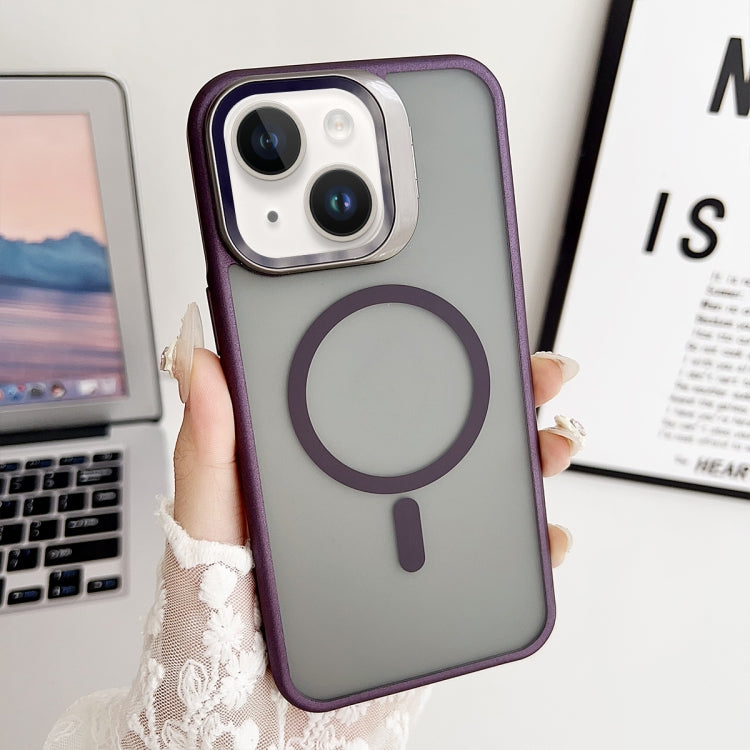For iPhone 14 J3 Magsafe Frame Bracket Shockproof Phone Case(Dark Purple) - iPhone 14 Cases by buy2fix | Online Shopping UK | buy2fix