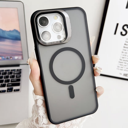 For iPhone 12 Pro Max J3 Magsafe Frame Bracket Shockproof Phone Case(Black) by buy2fix