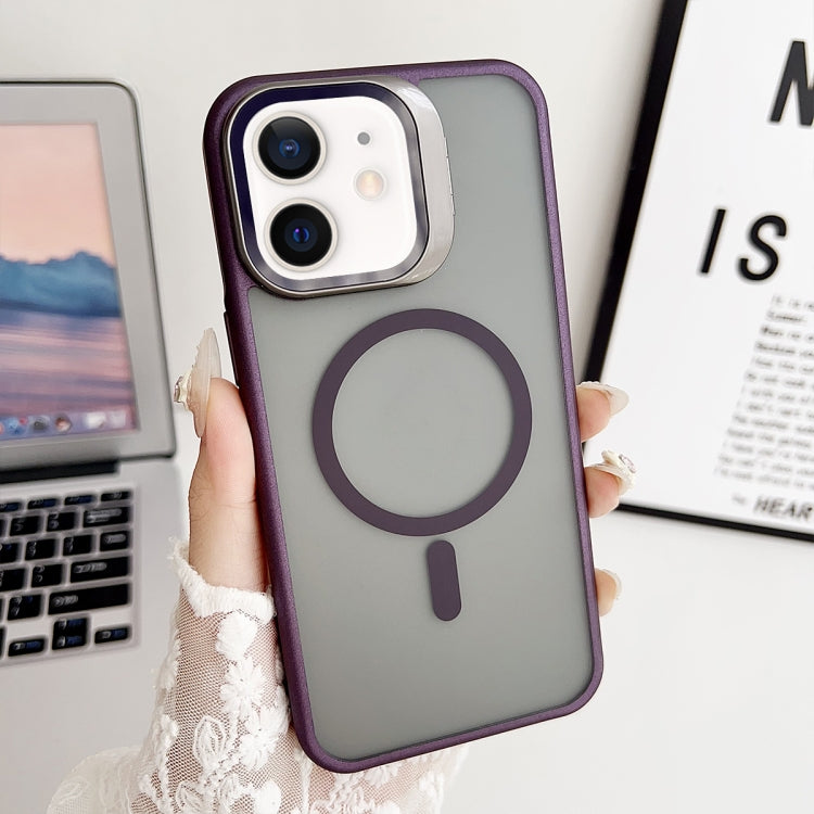 For iPhone 12 J3 Magsafe Frame Bracket Shockproof Phone Case(Dark Purple) by buy2fix