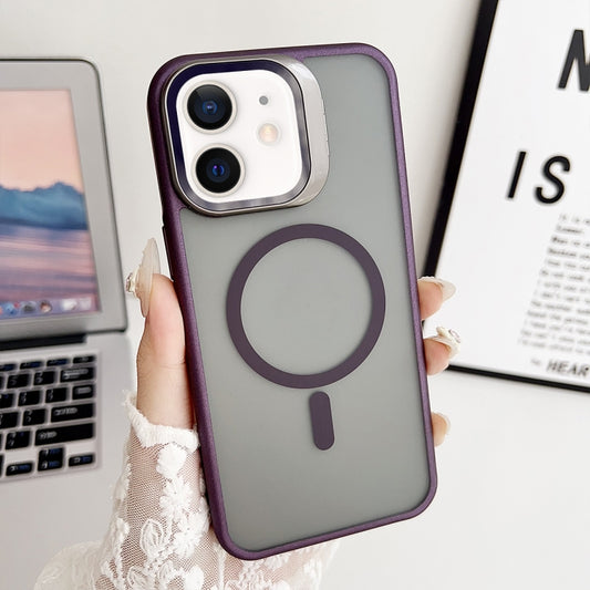 For iPhone 12 J3 Magsafe Frame Bracket Shockproof Phone Case(Dark Purple) by buy2fix