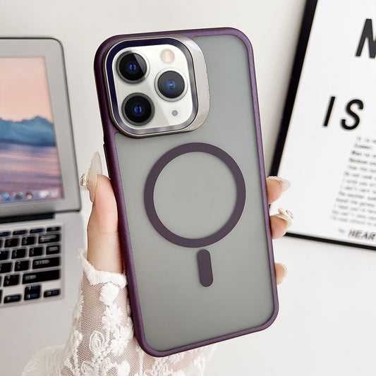 For iPhone 11 Pro Max J3 Magsafe Frame Bracket Shockproof Phone Case(Dark Purple) by buy2fix