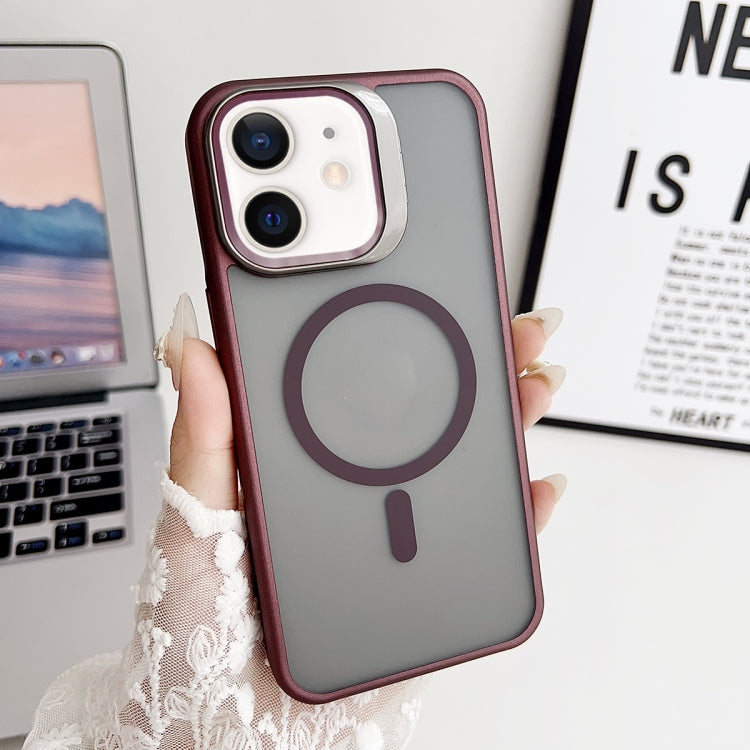 For iPhone 11 J3 Magsafe Frame Bracket Shockproof Phone Case(Wine Red) by buy2fix