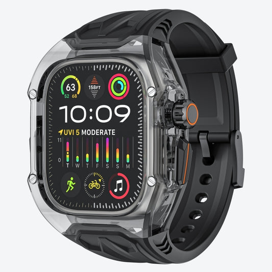 For Apple Watch Ultra 2 49mm Modified PC Hybrid TPU Watch Case Band(Black Clear Black) - Watch Cases by buy2fix | Online Shopping UK | buy2fix