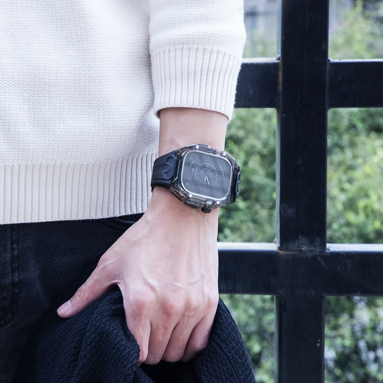 For Apple Watch Ultra 49mm Modified PC Hybrid TPU Watch Case Band(Black Clear Black) by buy2fix