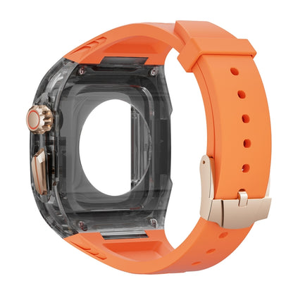 For Apple Watch Ultra 49mm Modified PC Hybrid TPU Watch Case Band(Orange Clear Black) by buy2fix