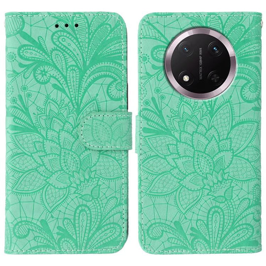 For Honor Magic7 Lite / X9c Lace Flower Embossing Flip Leather Phone Case(Green)