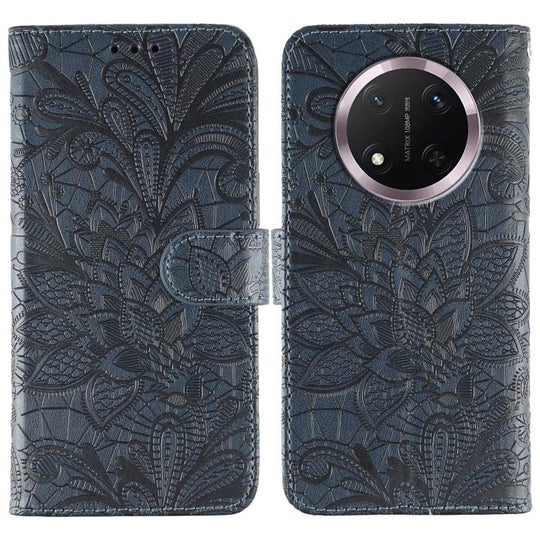 For Honor Magic7 Lite / X9c Lace Flower Embossing Flip Leather Phone Case(Dark Blue)